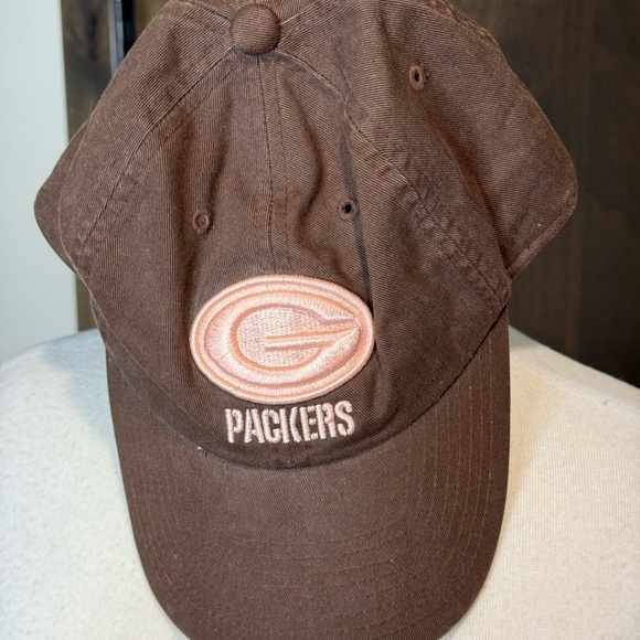 Vintage NFL Green Bay Packers Brown and Pink plaid Hat - Picture 1 of 5